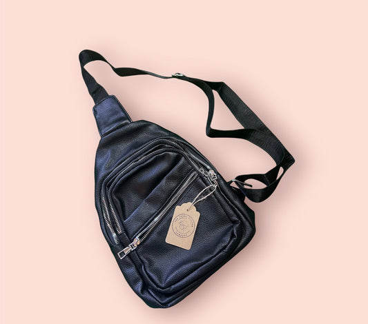 Maryann Multi Pocket Sling Bag/Purse: Black