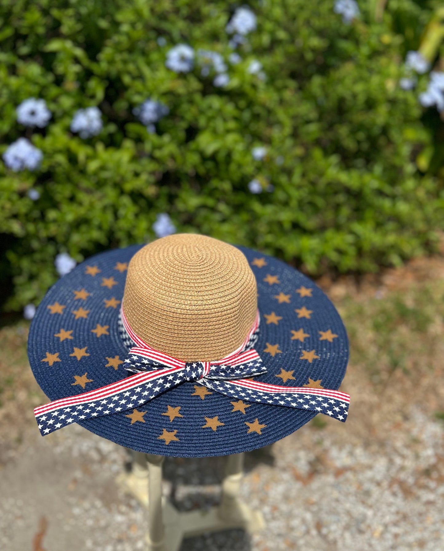 Star blue & tan floppy hat