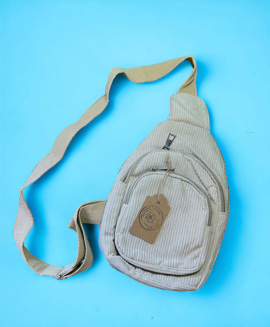 Corduroy Sling Bag/Crossbody Bag: Khaki