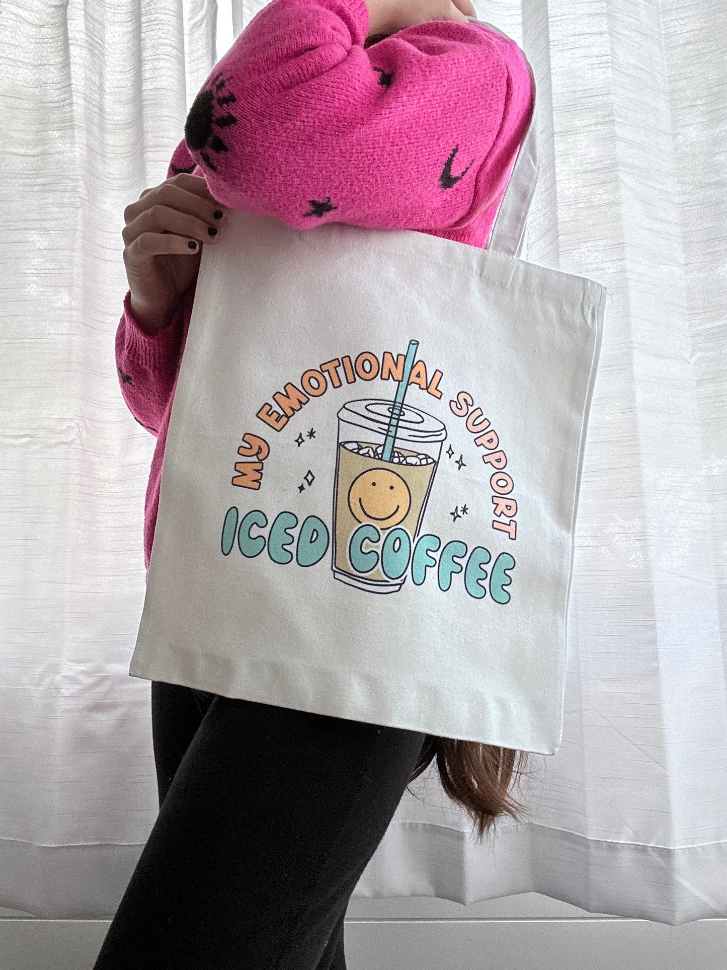 Emotional Support Iced Coffee Canvas Tote Bag
