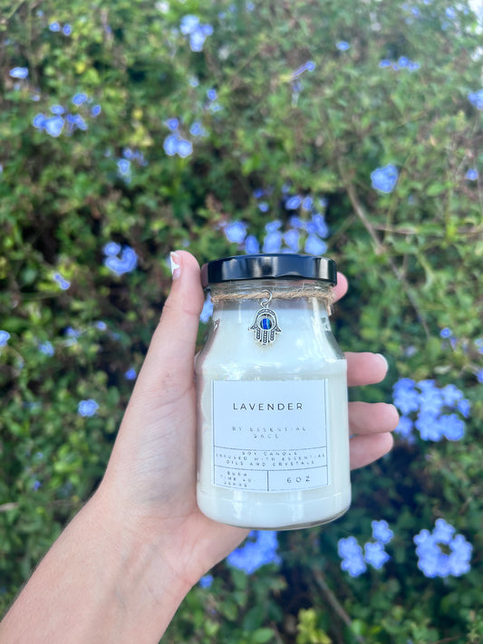Lavender Candle with Crystals - 6 oz